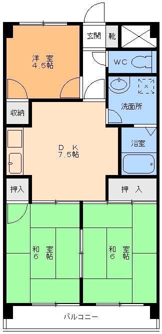 田中ビル一里木ハイツ(3DK/4階)の間取り写真