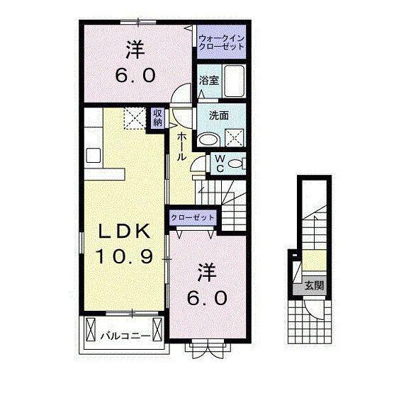 グランティアラI(2LDK/2階)の間取り写真