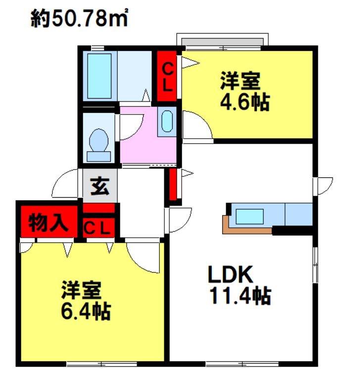 スパロー(2LDK/1階)の間取り写真