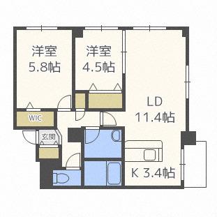 リベルタ発寒(2LDK/3階)の間取り写真