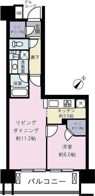 クレストシティレジデンス(1LDK/10階)の間取り写真