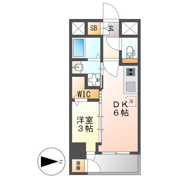 エステムコート名古屋葵(1DK/12階)の間取り写真
