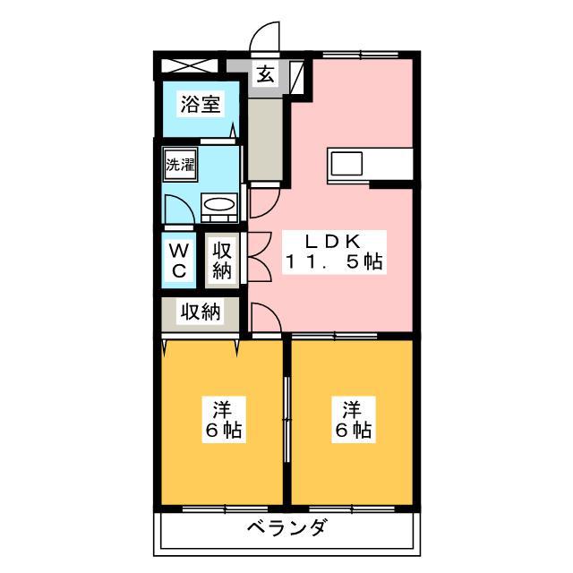 クレストールイン(2LDK/2階)の間取り写真