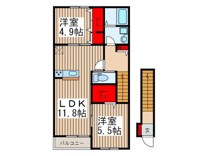 ミラノT(2LDK/2階)の間取り写真