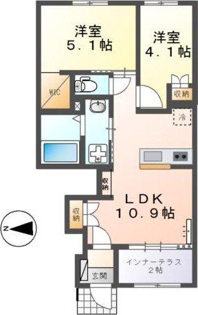 ユニバース(2LDK/1階)の間取り写真