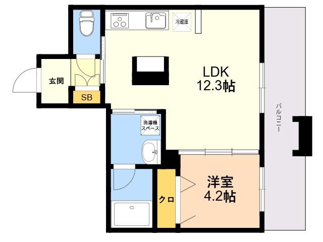 コンフォートH2026(1LDK/1階)の間取り写真