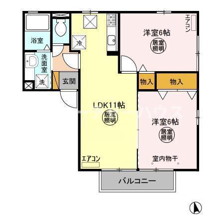 シュプルース(2LDK/1階)の間取り写真