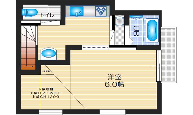 クラフトテラス豊南町南(1K/2階)の間取り写真