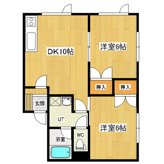 パルティール東相内(2LDK/1階)の間取り写真