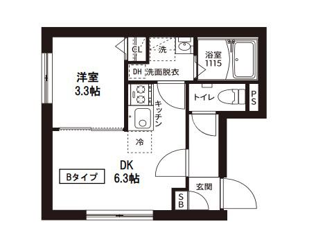 レピュア菊川駅前レジデンス(1DK/1階)の間取り写真