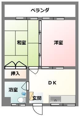 上原マンション(2DK/6階)の間取り写真