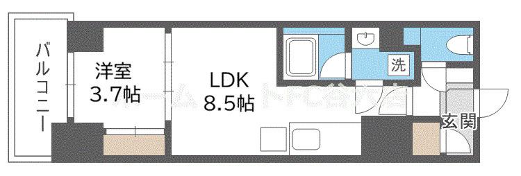 アーバネックス谷町四丁目(1LDK/2階)の間取り写真