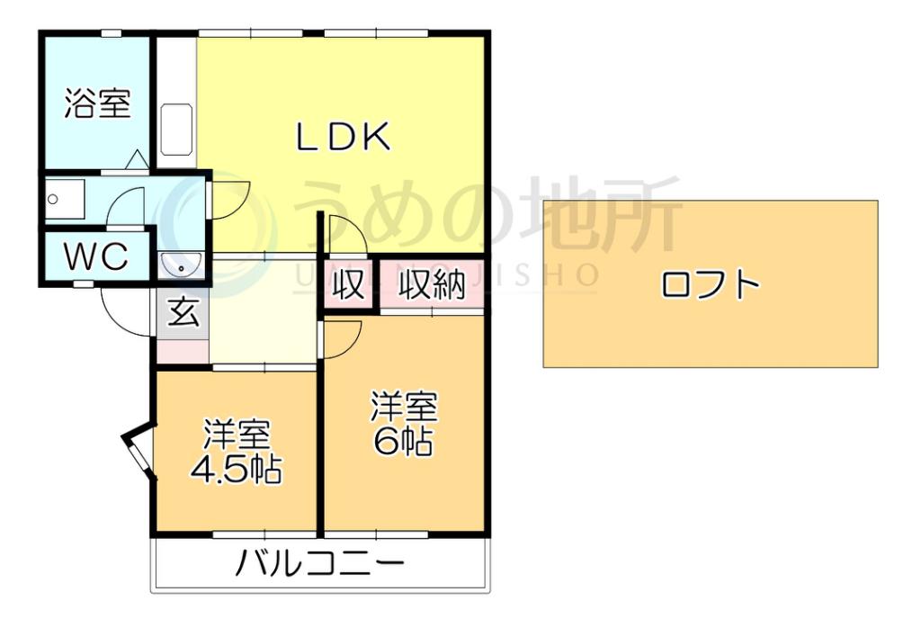 グレースコーポ合川B棟(2LDK/2階)の間取り写真