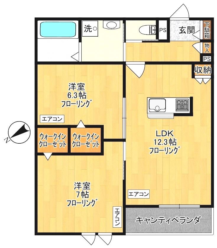 ゲートフロント(2LDK/3階)の間取り写真