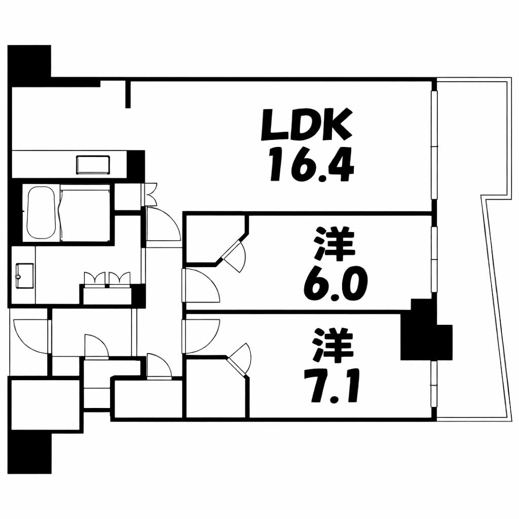 大阪ひびきの街 ザ・サンクタスタワー(2LDK/23階)の間取り写真