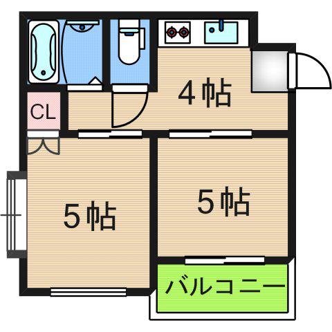 フレンドハイツ(2K/4階)の間取り写真