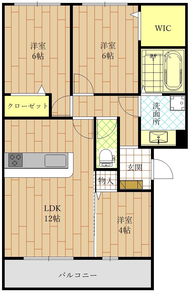 グリーンフォレスト中原(3LDK/2階)の間取り写真