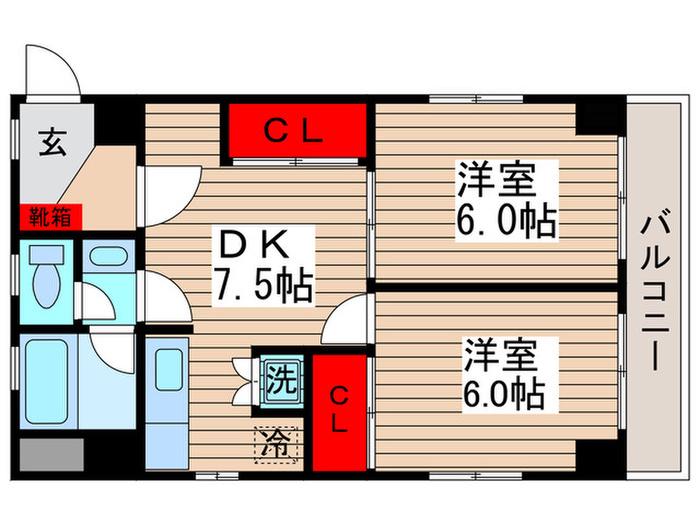 第6メゾンドヨシノ(2DK/4階)の間取り写真