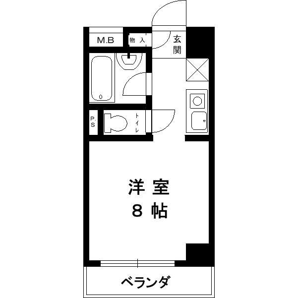 ハイエスト六甲(1K/4階)の間取り写真