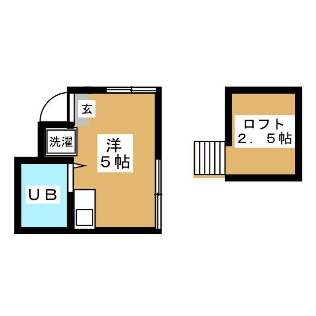 リバーサイド野川(ワンルーム/2階)の間取り写真