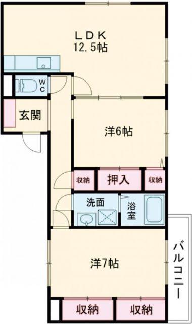 リリーフ浅川II(2LDK/4階)の間取り写真