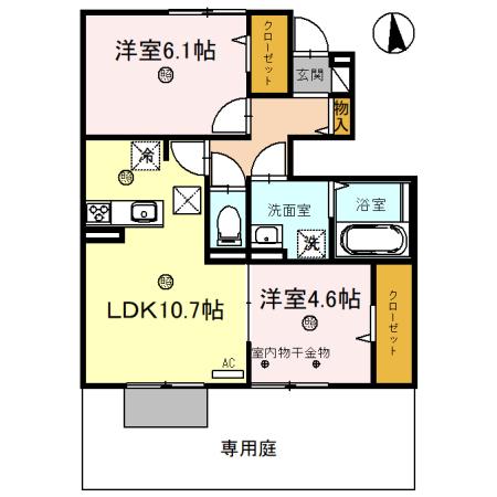 サンパティーク(2LDK/1階)の間取り写真