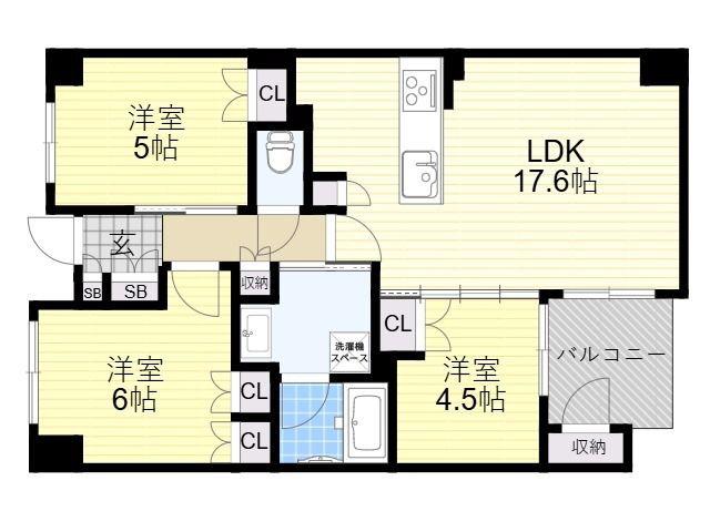 リバーガーデン四天王寺(3LDK/14階)の間取り写真