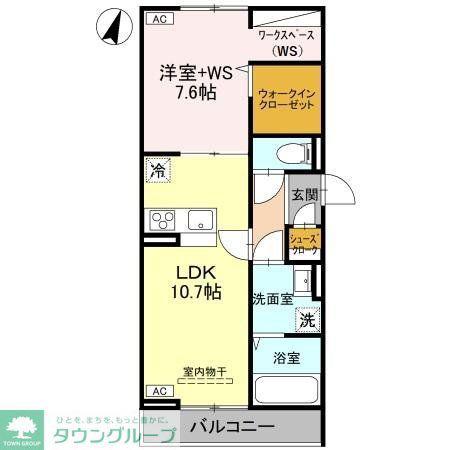 アドラブール A棟(1LDK/2階)の間取り写真