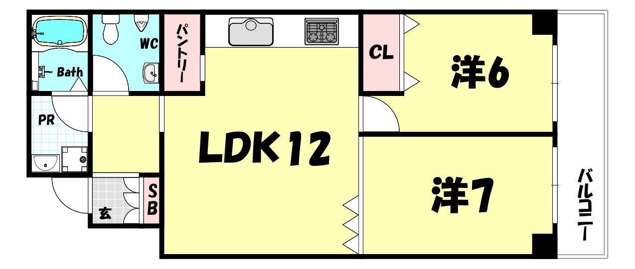 東洋ハイツ(2LDK/3階)の間取り写真