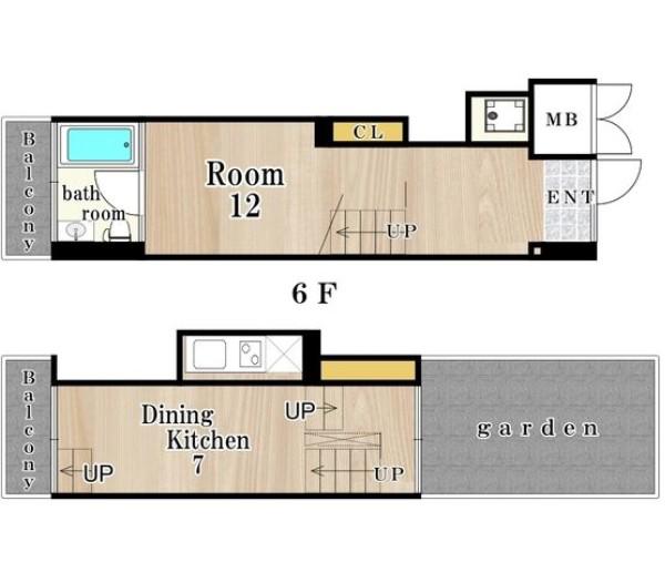 U RESIDENCE 弁天町 (1LDK/6階)の間取り写真