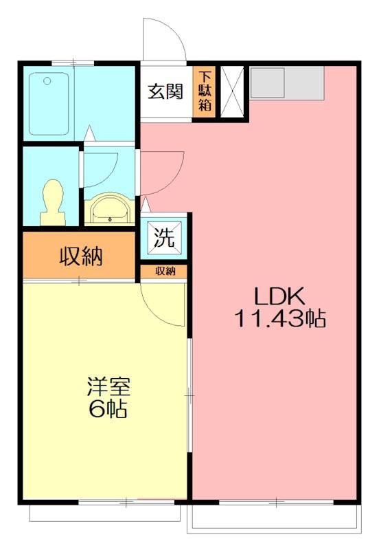 パレス茅ヶ崎(1LDK/3階)の間取り写真