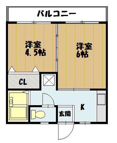 ジェントル矢沢(2K/3階)の間取り写真
