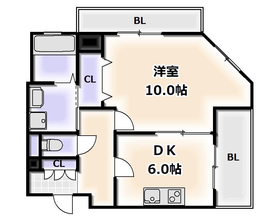 CITY SPIRE難波サウスタワー(1DK/6階)の間取り写真
