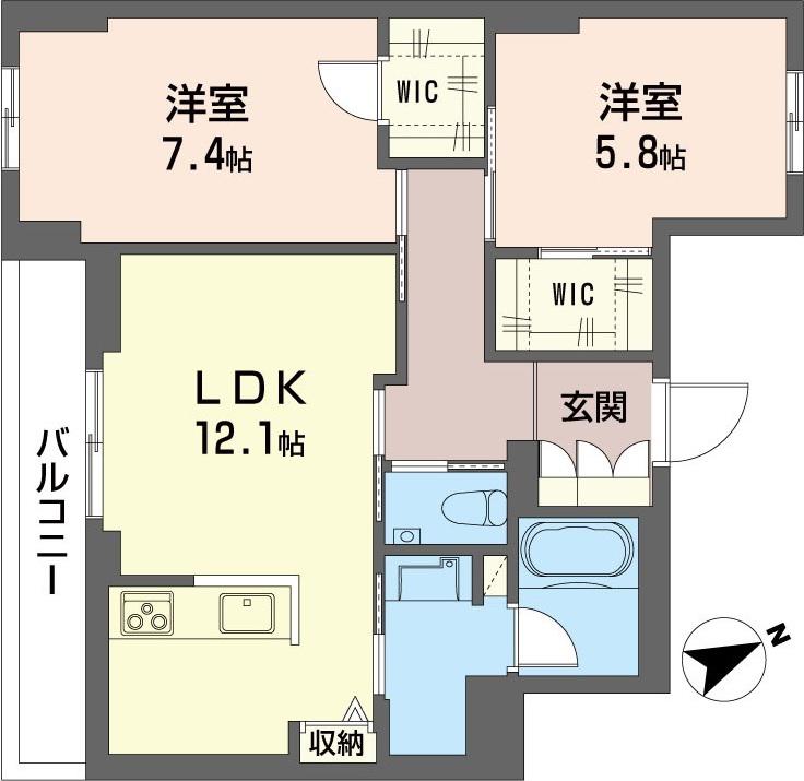 ネイビーコート(2LDK/3階)の間取り写真