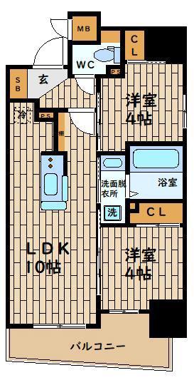 セレニテフラン野田阪神駅前(2LDK/7階)の間取り写真