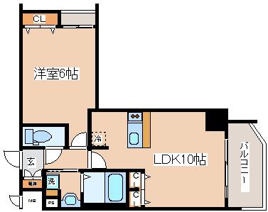プレサンス三宮フラワーロード(1LDK/10階)の間取り写真