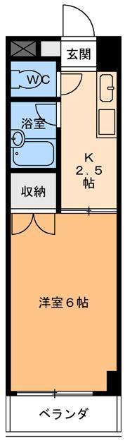 シャルル南サヤ(1K/2階)の間取り写真