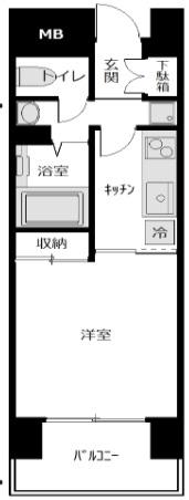 コンソラーレ本厚木(1K/6階)の間取り写真
