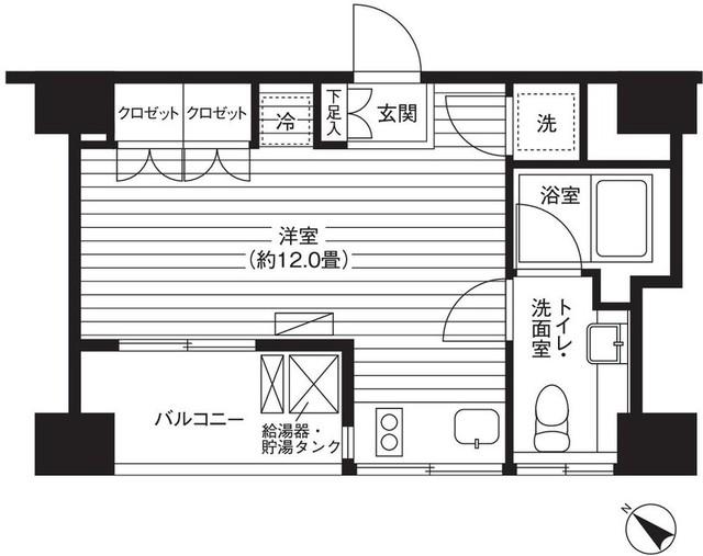 TI-HIGASHIAZABU(ワンルーム/10階)の間取り写真