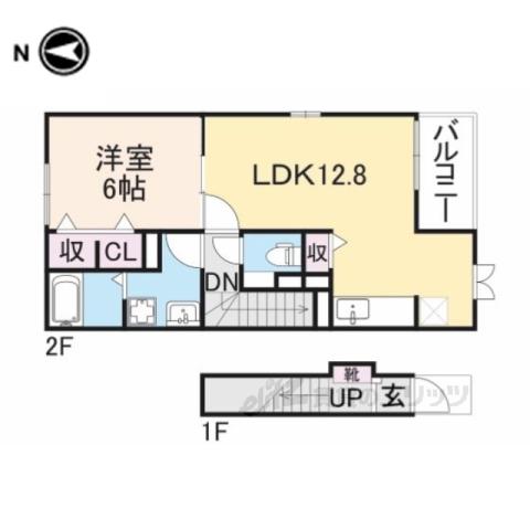 プラシード・セレノ・カーサⅡ(1LDK/2階)の間取り写真