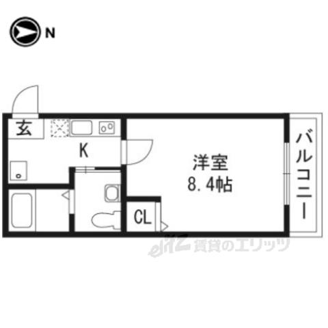 KSメゾン御蔭(1K/1階)の間取り写真
