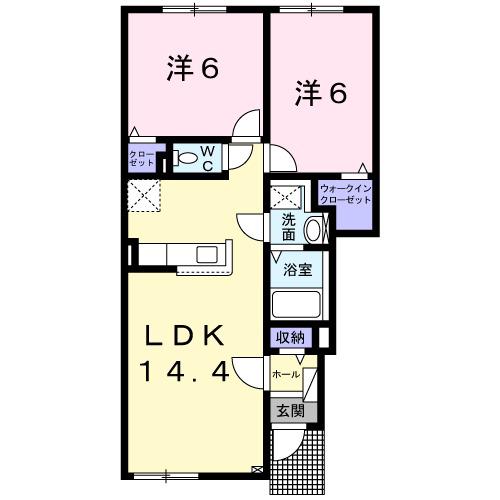 メゾン・ド・クレール(2LDK/1階)の間取り写真