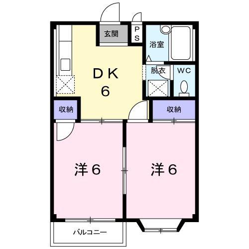 フランボワーズE(2DK/2階)の間取り写真