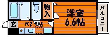 グリーンパキラ(1K/2階)の間取り写真