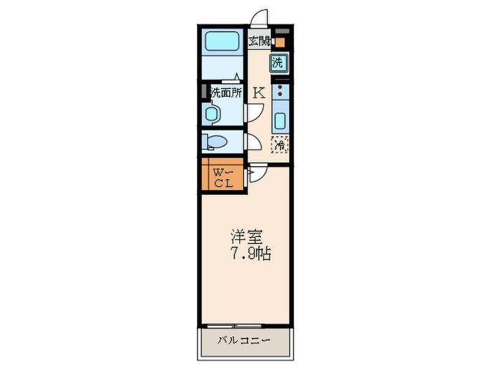 OAK出屋敷(1K/1階)の間取り写真