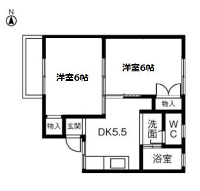 サンパーク林(2DK/1階)の間取り写真