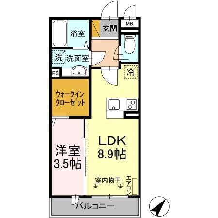 ベイリーフ(1LDK/3階)の間取り写真