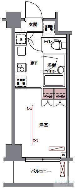 FEETH神楽坂(1K/1階)の間取り写真