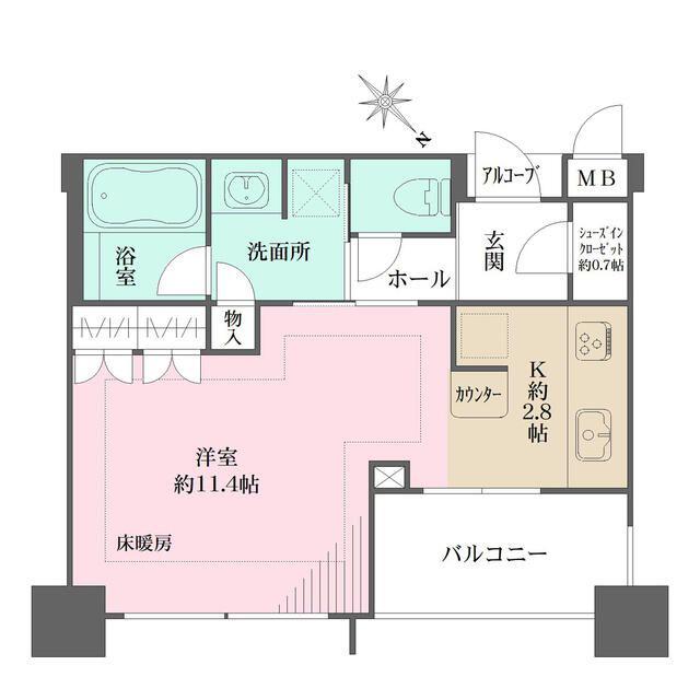 リーデンススクエア桜木町(ワンルーム/2階)の間取り写真