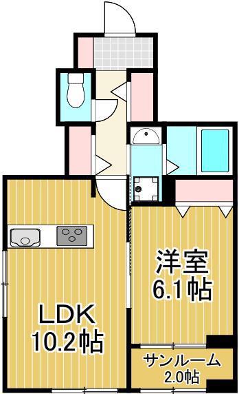 パラッツォ ビアンカ(1LDK/1階)の間取り写真